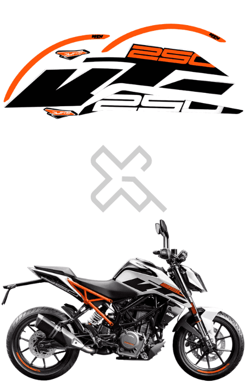 Half Body Sticker Compatible with Duke 250 | Made in Premium Gloss Vinyl with FPF (Fade Protection Film), Precut Sticker, Waterproof, Pack of 1